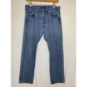 LEVIS 501 Jeans Men 30x30 Blue Light Wash Straight‎ Denim Pant Workwear